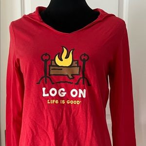 Life is good-red sweatshirt. Soft cotton. Size S